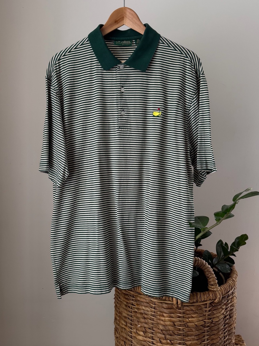Mens Vintage Amen Corner The MASTERS 60's Two-Ply Striped Golf Polo Shirt Large